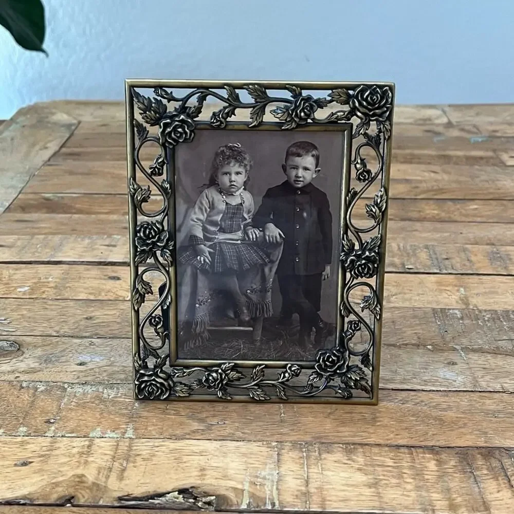 Connoisseur Openwork Rose Floral Metal Picture Frame 3.5 x 4.5